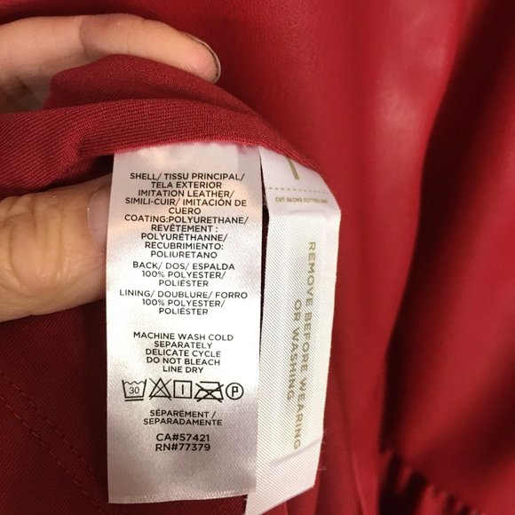 Ann Taylor 8 Red Faux Leather Drop Waist Peplum Shift Dress - Picture 8 of 8